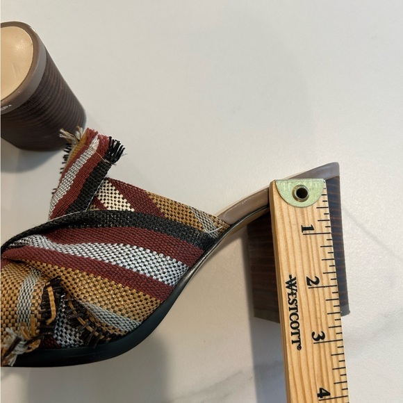 Bohemian woven fabric slides heels open toe mule Nine West Boho Earthy - Picture 6 of 7